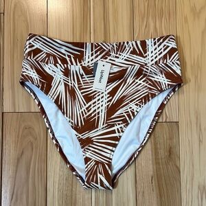 Upwest women’s Brown and White Palm Print Swim Bottom